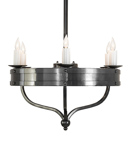 Meyda Lighting Parnella 30" 6-Light Charcoal Gray Chandelier With White Faux Candlelight