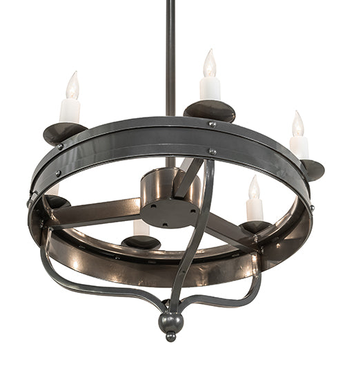 Meyda Lighting Parnella 30" 6-Light Charcoal Gray Chandelier With White Faux Candlelight