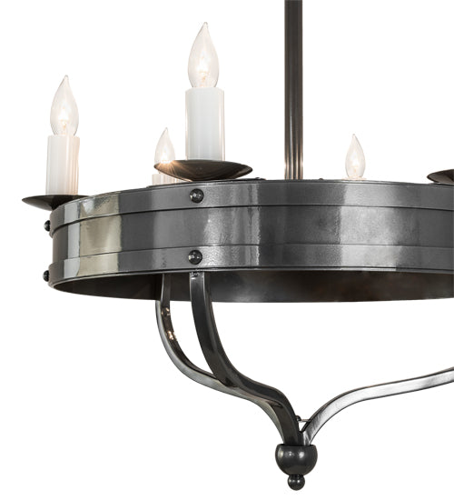Meyda Lighting Parnella 30" 6-Light Charcoal Gray Chandelier With White Faux Candlelight