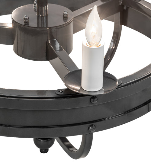 Meyda Lighting Parnella 30" 6-Light Charcoal Gray Chandelier With White Faux Candlelight