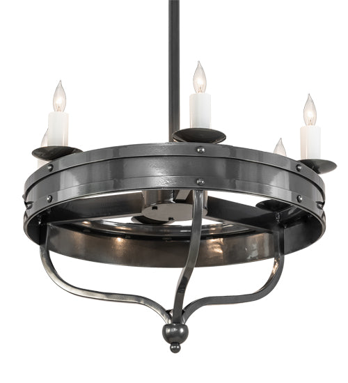 Meyda Lighting Parnella 30" 6-Light Charcoal Gray Chandelier With White Faux Candlelight