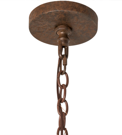 Meyda Lighting Parnella 48" 10-Light Rusty Nail Chandelier With Amber Mica Shade Glass