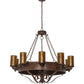 Meyda Lighting Parnella 48" 10-Light Rusty Nail Chandelier With Amber Mica Shade Glass