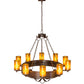 Meyda Lighting Parnella 48" 10-Light Rusty Nail Chandelier With Amber Mica Shade Glass