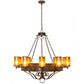 Meyda Lighting Parnella 48" 10-Light Rusty Nail Chandelier With Amber Mica Shade Glass