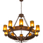 Meyda Lighting Parnella 48" 10-Light Rusty Nail Chandelier With Amber Mica Shade Glass