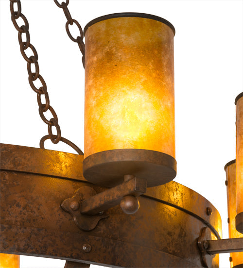 Meyda Lighting Parnella 48" 10-Light Rusty Nail Chandelier With Amber Mica Shade Glass
