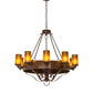 Meyda Lighting Parnella 48" 10-Light Rusty Nail Chandelier With Amber Mica Shade Glass
