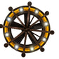 Meyda Lighting Parnella 54" 24-Light Rusty Nail Chandelier With Amber Mica & Light Green Jadestone Cylindres Shade and Fan