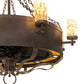Meyda Lighting Parnella 54" 24-Light Rusty Nail Chandelier With Amber Mica & Light Green Jadestone Cylindres Shade and Fan