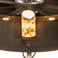 Meyda Lighting Parnella 54" 24-Light Rusty Nail Chandelier With Amber Mica & Light Green Jadestone Cylindres Shade and Fan