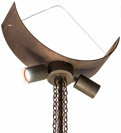 Meyda Lighting Parnella 54" 26-Light LED Rusty Nail Chandelier With Green Jadestone & Amber Mica Shade and Fan
