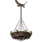 Meyda Lighting Parnella 54" 26-Light LED Rusty Nail Chandelier With Green Jadestone & Amber Mica Shade and Fan