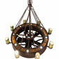 Meyda Lighting Parnella 54" 26-Light LED Rusty Nail Chandelier With Green Jadestone & Amber Mica Shade and Fan