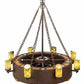 Meyda Lighting Parnella 54" 26-Light LED Rusty Nail Chandelier With Green Jadestone & Amber Mica Shade and Fan