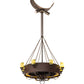 Meyda Lighting Parnella 54" 26-Light LED Rusty Nail Chandelier With Green Jadestone & Amber Mica Shade and Fan