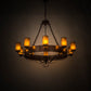 Meyda Lighting Parnella 60" 10-Light Mahogany Bronze Chandelier With Amber Mica Shade Glass