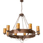 Meyda Lighting Parnella 60" 10-Light Mahogany Bronze Chandelier With Amber Mica Shade Glass