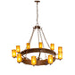 Meyda Lighting Parnella 60" 10-Light Mahogany Bronze Chandelier With Amber Mica Shade Glass