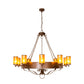 Meyda Lighting Parnella 60" 10-Light Mahogany Bronze Chandelier With Amber Mica Shade Glass