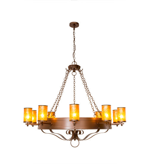 Meyda Lighting Parnella 60" 10-Light Mahogany Bronze Chandelier With Amber Mica Shade Glass