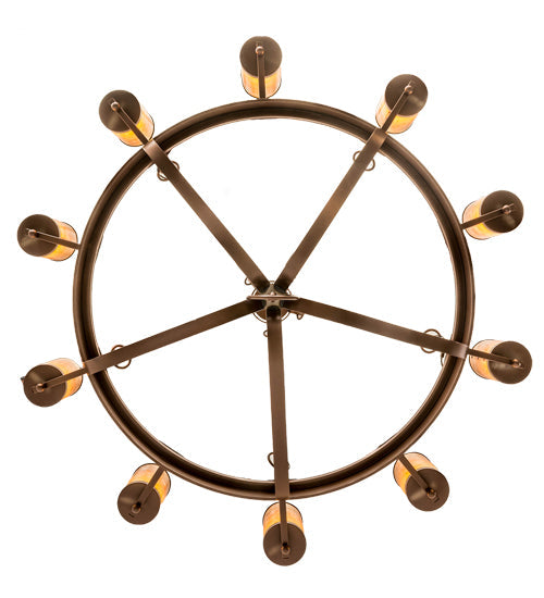 Meyda Lighting Parnella 60" 10-Light Mahogany Bronze Chandelier With Amber Mica Shade Glass
