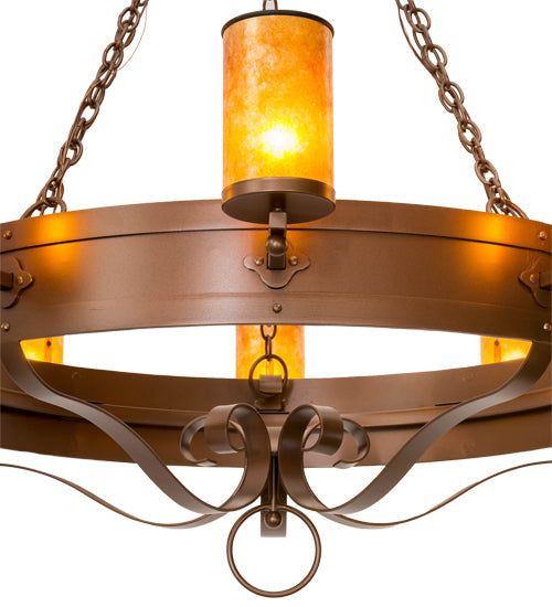 Meyda Lighting Parnella 60" 10-Light Mahogany Bronze Chandelier With Amber Mica Shade Glass