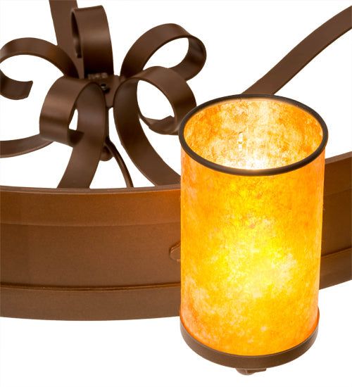 Meyda Lighting Parnella 60" 10-Light Mahogany Bronze Chandelier With Amber Mica Shade Glass
