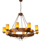 Meyda Lighting Parnella 60" 10-Light Mahogany Bronze Chandelier With Amber Mica Shade Glass