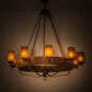 Meyda Lighting Parnella 60" 10-Light Rust Nail Chandelier With Amber Mica Shade Glass