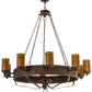 Meyda Lighting Parnella 60" 10-Light Rust Nail Chandelier With Amber Mica Shade Glass