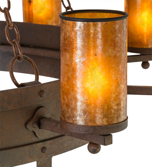 Meyda Lighting Parnella 60" 10-Light Rust Nail Chandelier With Amber Mica Shade Glass