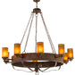 Meyda Lighting Parnella 60" 10-Light Rust Nail Chandelier With Amber Mica Shade Glass