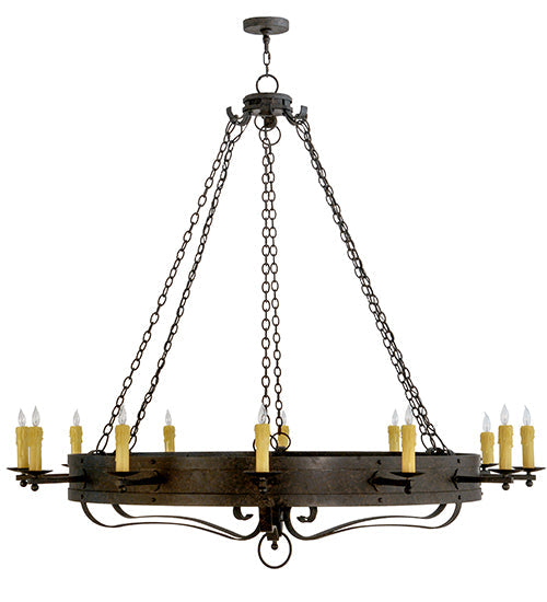 Meyda Lighting Parnella 72" 12-Light Coffee Bean Chandelier With Ivory Faux Candlelight