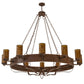 Meyda Lighting Parnella 72" 12-Light Rust Nail Chandelier With Amber Mica Shade Glass