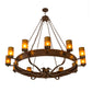 Meyda Lighting Parnella 72" 12-Light Rust Nail Chandelier With Amber Mica Shade Glass