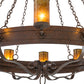 Meyda Lighting Parnella 72" 12-Light Rust Nail Chandelier With Amber Mica Shade Glass