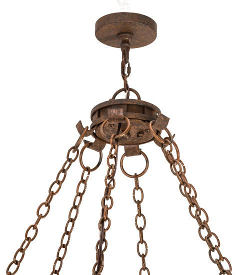 Meyda Lighting Parnella 72" 12-Light Rust Nail Chandelier With Amber Mica Shade Glass
