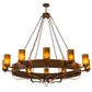 Meyda Lighting Parnella 72" 12-Light Rust Nail Chandelier With Amber Mica Shade Glass