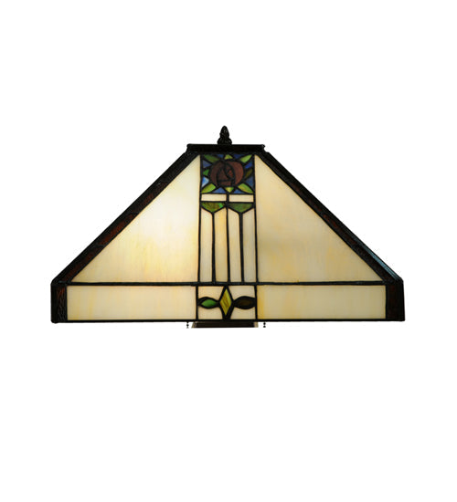Meyda Lighting Pasadena Rose 23" 2-Light Table Lamp With Multi-Colored Shade Glass