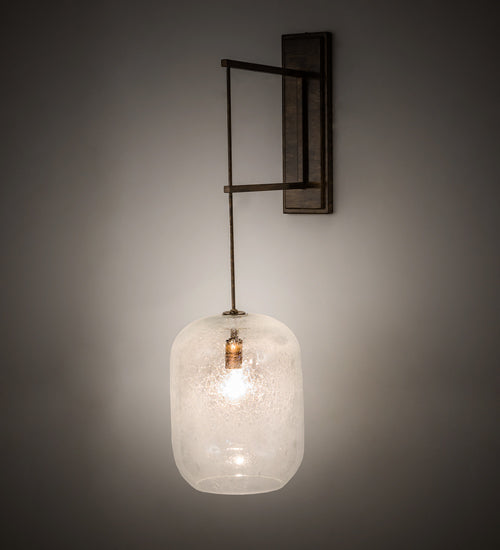 Meyda Lighting Pastilla 8" Brushed Brass Wall Sconce With Clear Seeded Shade Glass
