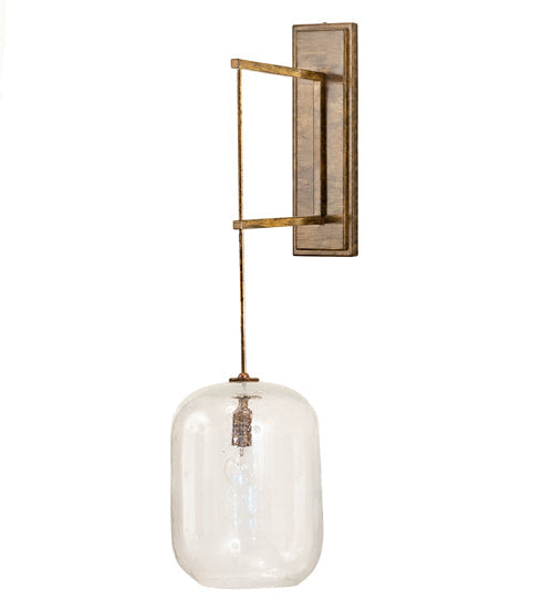 Meyda Lighting Pastilla 8" Brushed Brass Wall Sconce With Clear Seeded Shade Glass