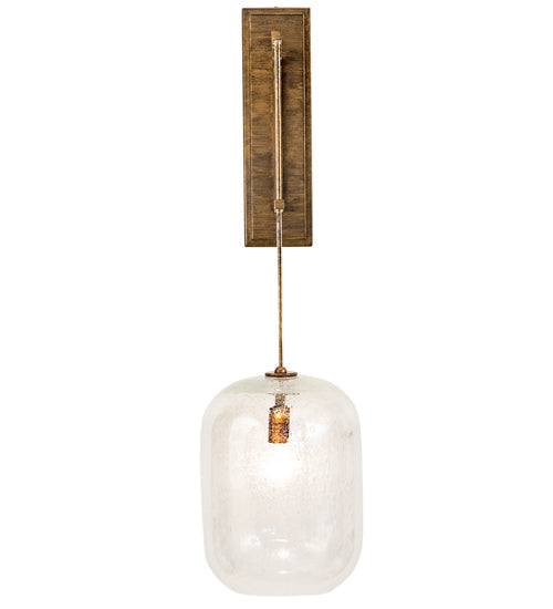 Meyda Lighting Pastilla 8" Brushed Brass Wall Sconce With Clear Seeded Shade Glass