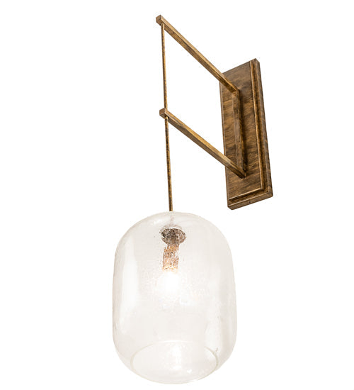 Meyda Lighting Pastilla 8" Brushed Brass Wall Sconce With Clear Seeded Shade Glass