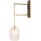 Meyda Lighting Pastilla 8" Brushed Brass Wall Sconce With Clear Seeded Shade Glass