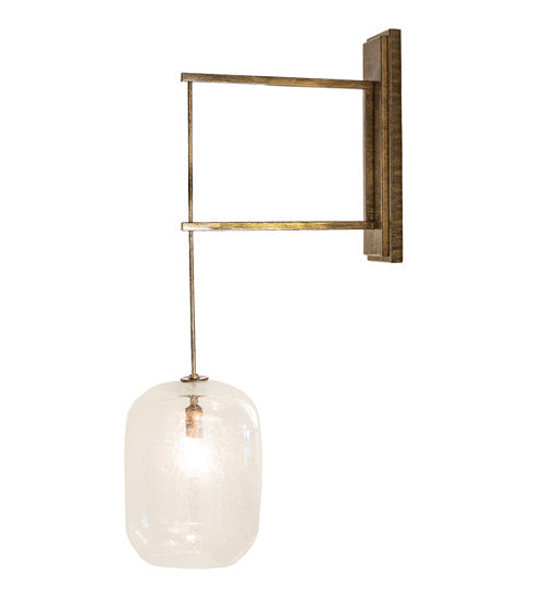Meyda Lighting Pastilla 8" Brushed Brass Wall Sconce With Clear Seeded Shade Glass