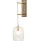 Meyda Lighting Pastilla 8" Brushed Brass Wall Sconce With Clear Seeded Shade Glass