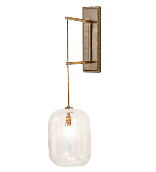 Meyda Lighting Pastilla 8" Brushed Brass Wall Sconce With Clear Seeded Shade Glass