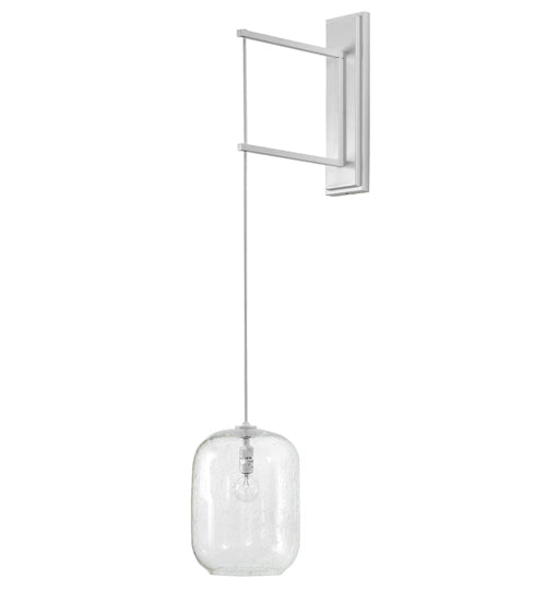 Meyda Lighting Pastilla 8" Gloss White Wall Sconce With Clear Seeded Shade Glass