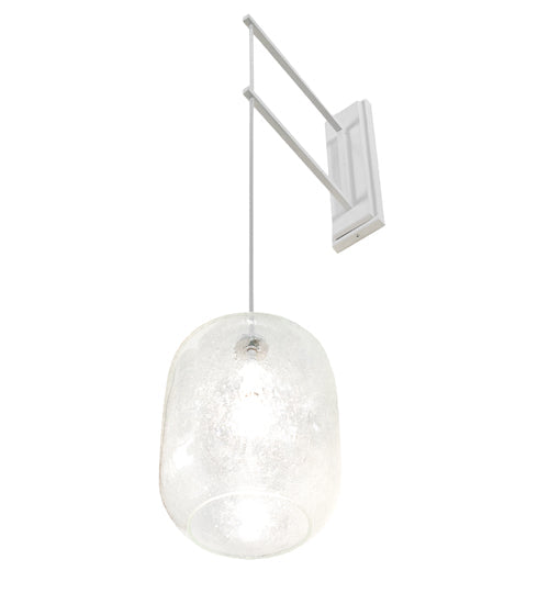 Meyda Lighting Pastilla 8" Gloss White Wall Sconce With Clear Seeded Shade Glass